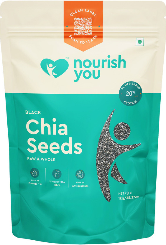 Nourish You Raw Chia Seeds with Omega 3,Calcium Rich, Zinc and Fiber for Weight Loss Black Chia Seeds(1 kg)