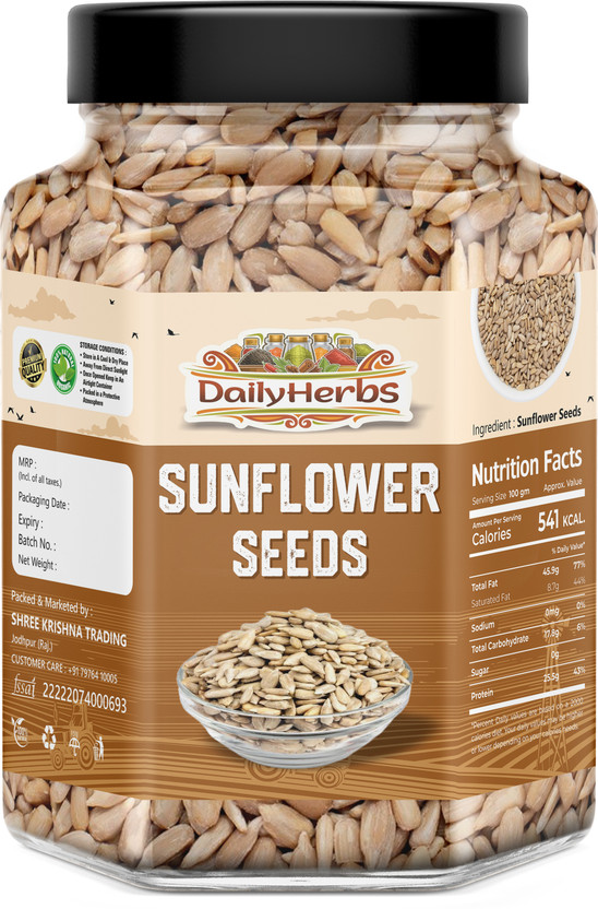 DAILYHERBS Sunflower Seeds for Eating | High in Protein and Fibers Sunflower Seeds(500 g)