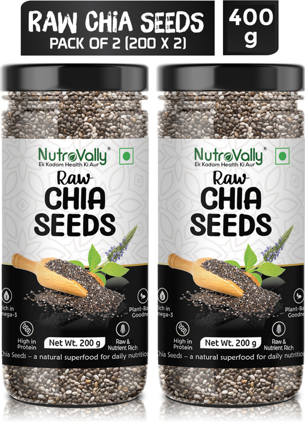 NutroVally for Weight Loss with Omega 3 , Zinc and Fiber, Calcium Rich Chia Seeds(2 x 200 g)