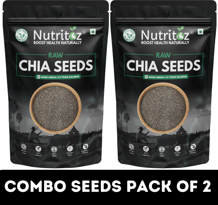 Nutritoz Chia Seeds For Weight Loss Pack of 2 100Gm Each Black Chia Seeds(2 x 100 g)