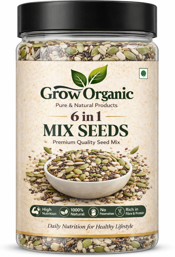 Grow Grow Organic Mix Seeds Superfood Blend | High Protein & Fiber | Healthy Snacking Mixed Seeds(300 g) - Flipkart Deal