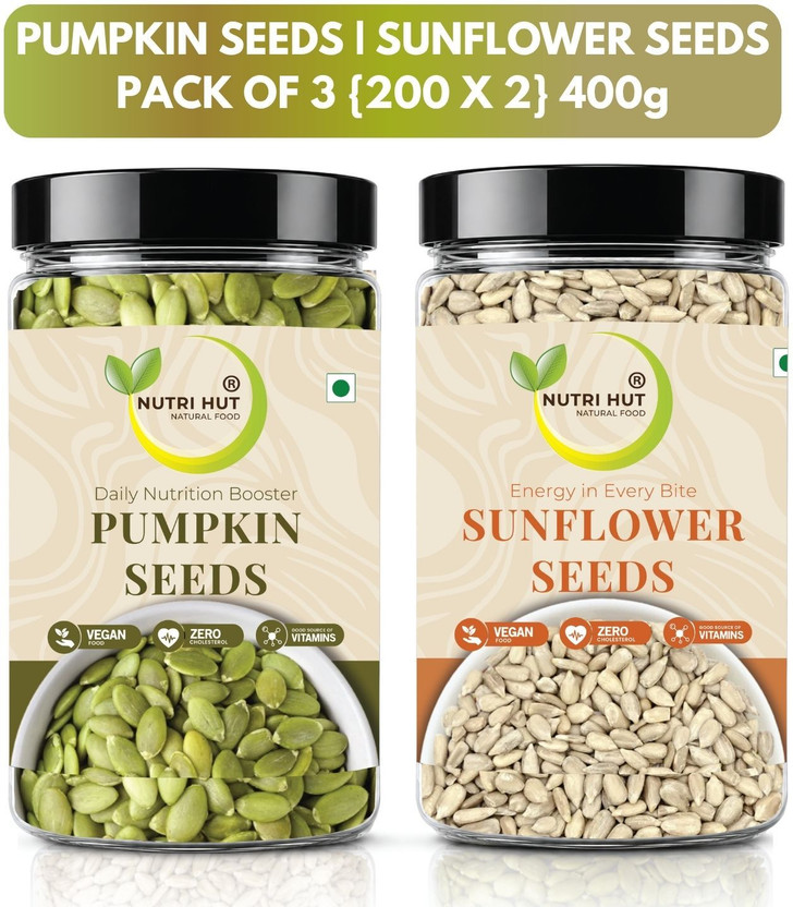 Nutri Hut Super Seeds Combo Pack | Protein-Rich Superfood | Weight Loss & Immunity Pumpkin Seeds, Sunflower Seeds(2 x 200 g)