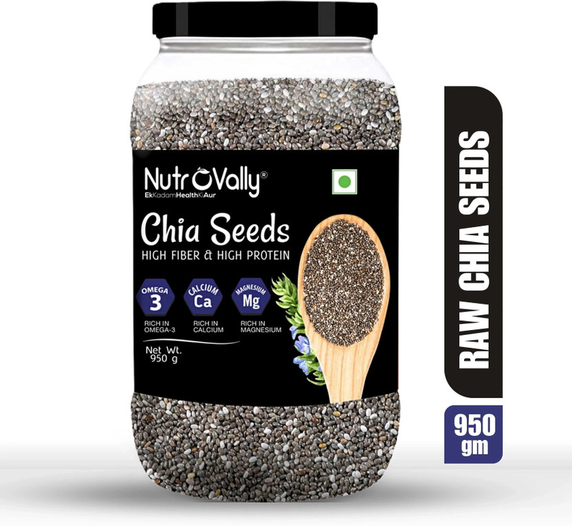 NutroVally Raw Chia Seeds for Weight Loss with Omega 3 , Calcium and Zinc, Fiber Rich Seeds Chia Seeds(950 g)