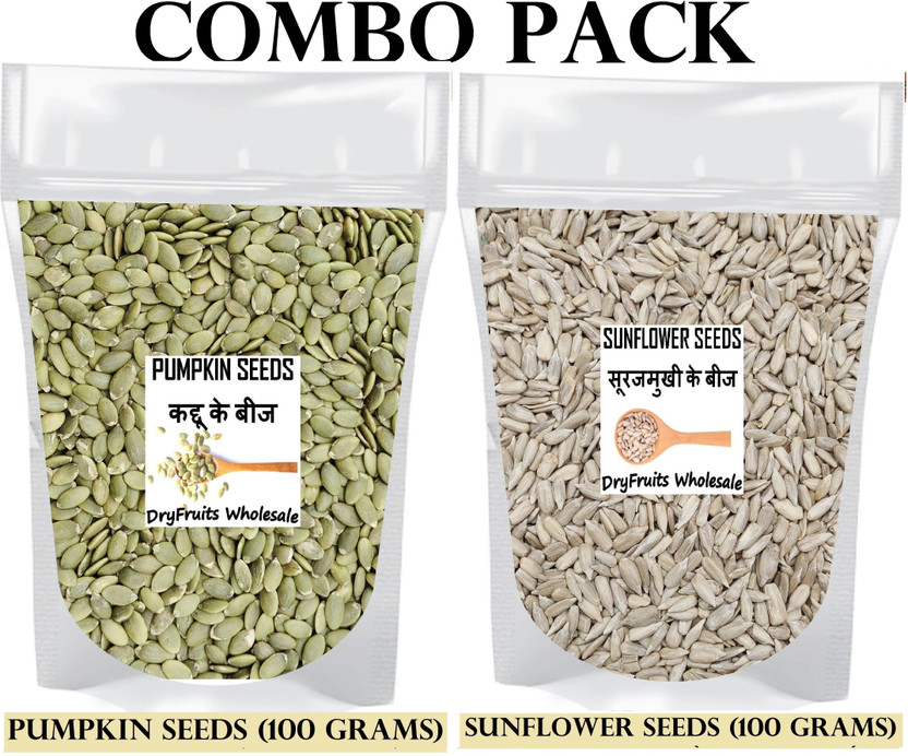 dryfruits wholesale Pumpkin & Sunflower Seeds(100 Gm EACH)|Combo Pack| For Weight Loss-Strong Bones| Pumpkin Seeds, Sunflower Seeds(2 x 100 g)
