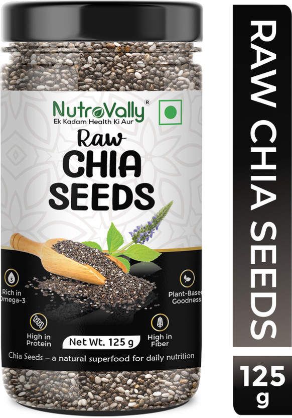 NutroVally Chia Seeds for weight Loss with Omega 3, Calcium and Fiber Rich Chia Seeds(125 g)
