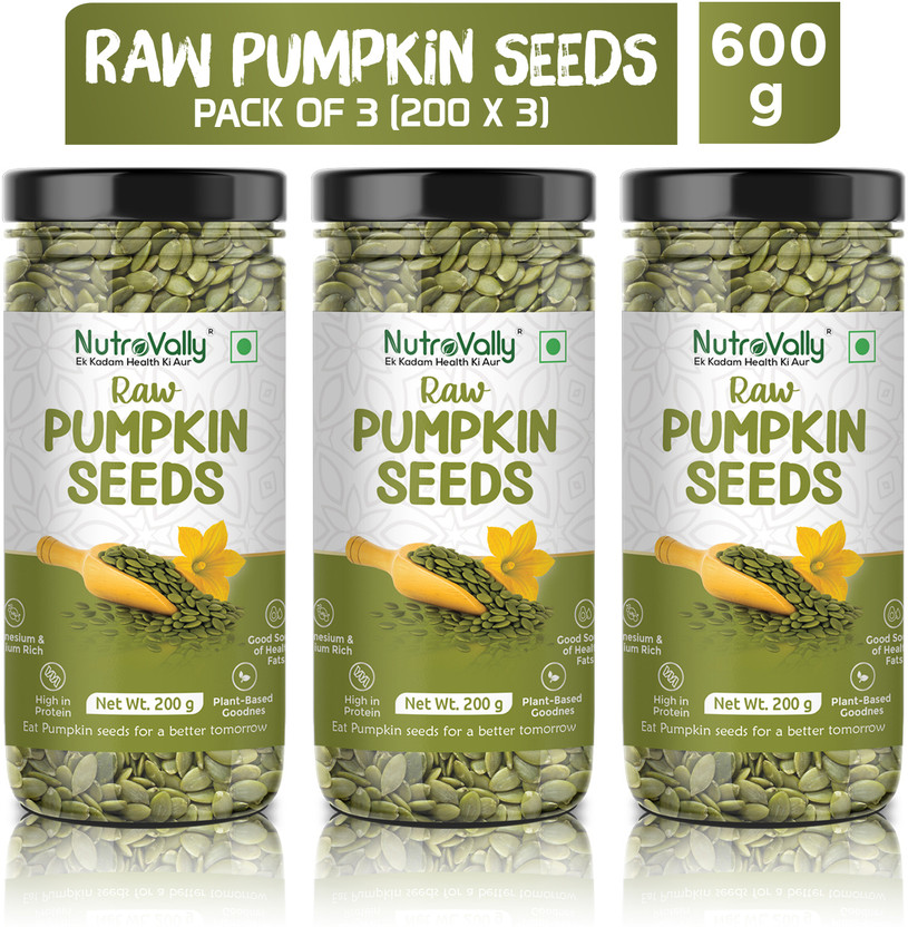 NutroVally NutroVally Raw Pumpkin Seeds Loaded with Fibre and Protein Rich Superfood for Boost Immunity seed Pumpkin Seeds(3 x 200 g) - Flipkart Deal