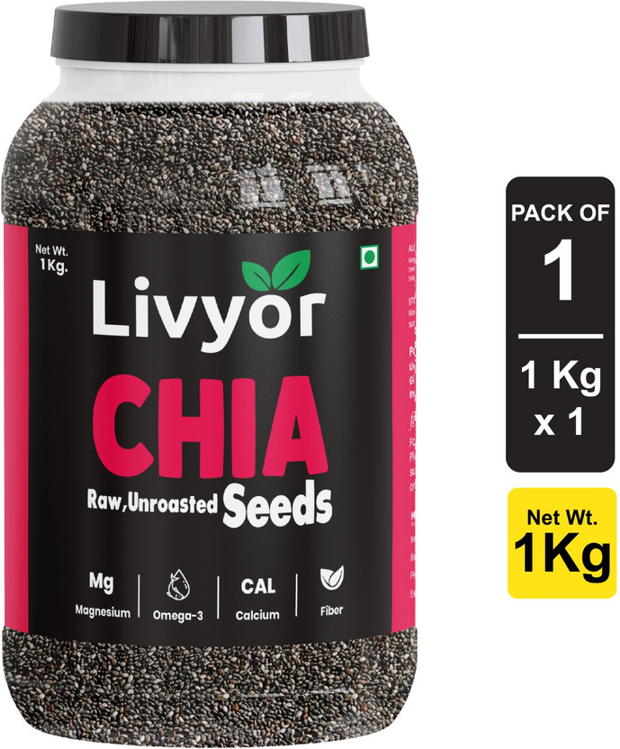 LIVYOR LIVYOR Raw Chia for Weight loss Management, with Omega 3 and Fiber, Rich in Calcium, Chia Seeds(1 kg) - Flipkart Deal