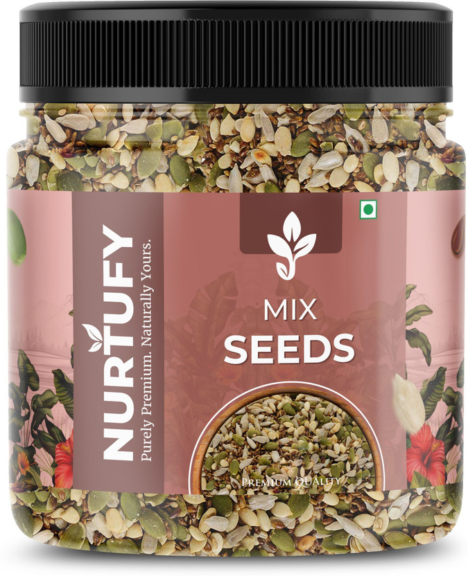 Nurtufy Mixed Seeds | Healthy Diet Snacks | Protein & Fiber Rich | Gluten-Free | Mixed Seeds, Sunflower Seeds, Chia Seeds, Brown Flax Seeds, Watermelon Seeds, Pumpkin Seeds(250 g)