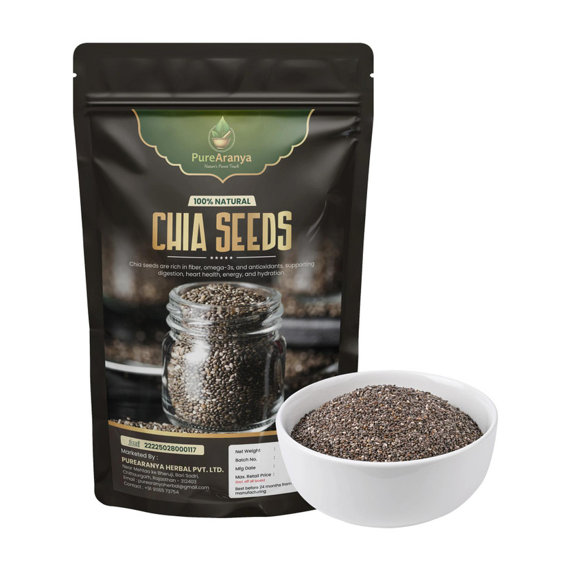 PureAranya Chia Seeds Rich Source in Plant Protein, Diet Food Healthy Snacks, Loaded Chia Seeds(200 g)
