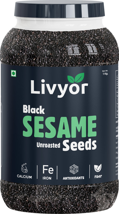 LIVYOR Black Sesame Seeds for eating | Kala Til Sesame Seeds(1 kg)