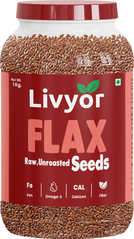 LIVYOR LIVYOR Flax Seeds - Raw, Unroasted, Rich in Omega 3 and Iron Brown Flax Seeds(1 kg) - Flipkart Deal