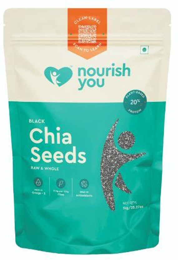 Nourish You Raw Chia Seeds with Omega 3, Zinc and Calcium and Fiber for WeightLoss 500g Each Black Chia Seeds(1000 g)