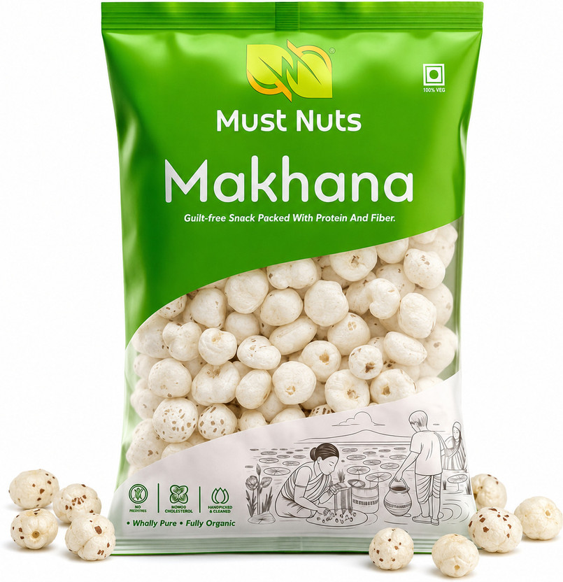 Must Must Nuts Premium Crunchy Nuts| Organic Preservative Free Healthy Snack| Fasting Superfood Makhana, Mixed Seeds(500 g) - Flipkart Deal