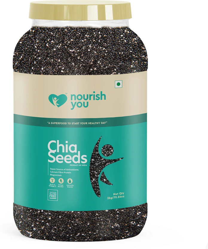 Nourish You Raw Edible Chia Seeds with Protein, Zinc, Omega 3 & Fiber for Weight Loss Black Chia Seeds(2 kg)