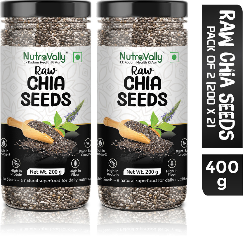 NutroVally for Weight Loss with Omega 3 , Zinc and Fiber, Calcium Rich Chia Seeds(2 x 200 g)