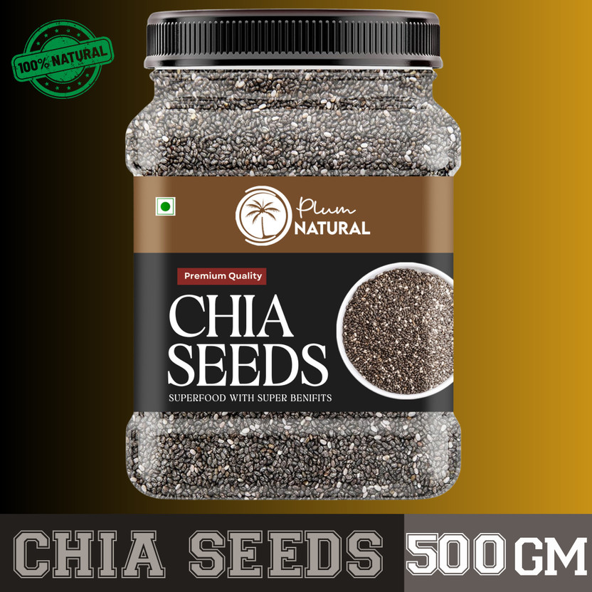 Plum Natural Edible Chia Seeds Rich In Omega3 For Weight Loss Managment Fiber, Calcium, Zinc Chia Seeds, Black Chia Seeds(500 g)