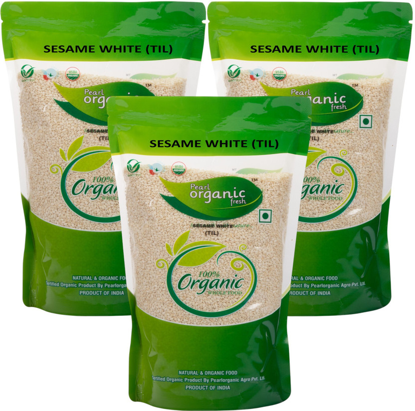 Pearl Organic Fresh SESAME WHITE Sesame Seeds(3 x 500 g)