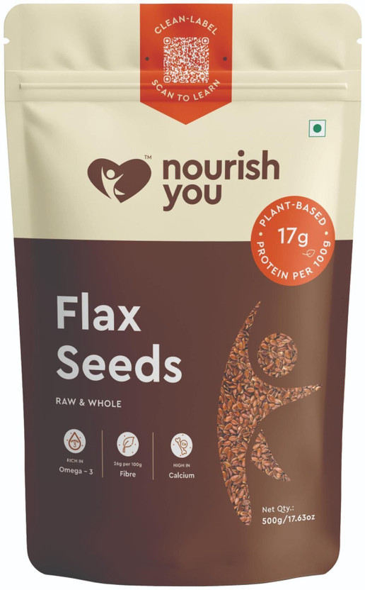 Nourish You Flax Seeds | Rich in Omega 3, Calcium and Fatty Acid - 500 G Brown Flax Seeds(500 g)