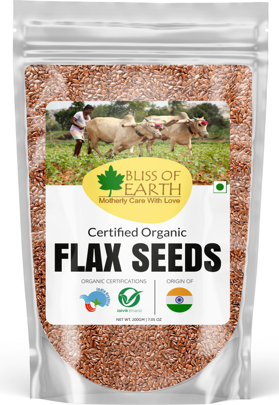 Bliss of Earth USDA Organic Flax Seeds 200GM Raw Super food for Weight Loss Brown Flax Seeds(200 g)