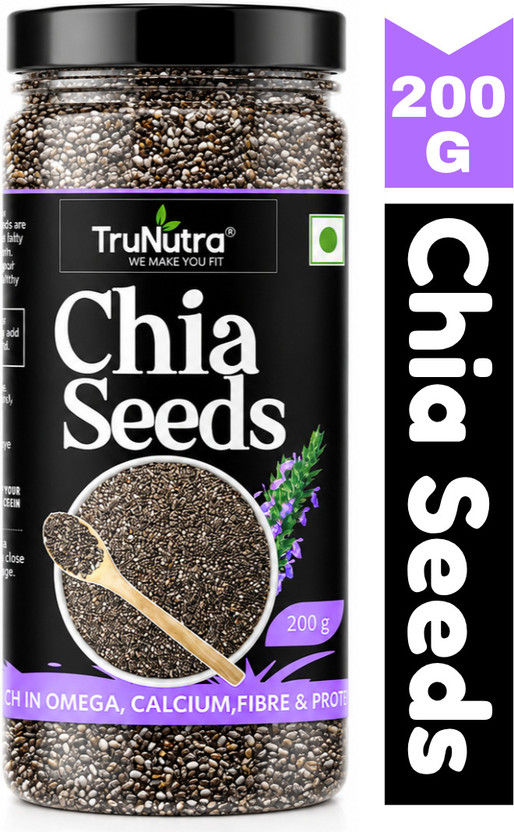TruNutra Raw Chia Seeds with Fiber, Omega-3 & Calcium, Brown Edible Food for Eating Brown Chia Seeds(200 g)