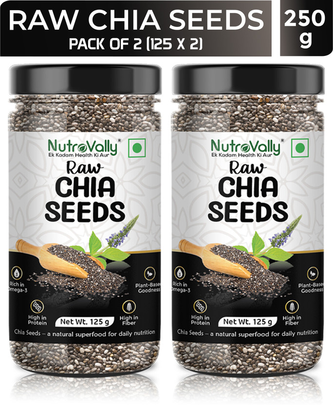 NutroVally Chia Seeds for Weight Loss | Rich in Omega3 & 100% Natural Diet Seeds Chia Seeds(2 x 125 g)