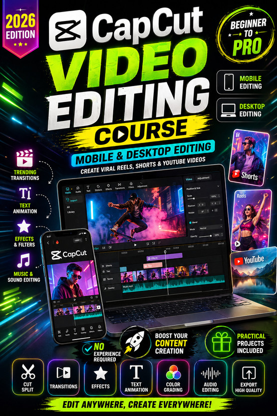 Gurpreet Nutrition CapCut Video Editing Course for Mobile & Desktop Beginners to Pro(Email Delivery)