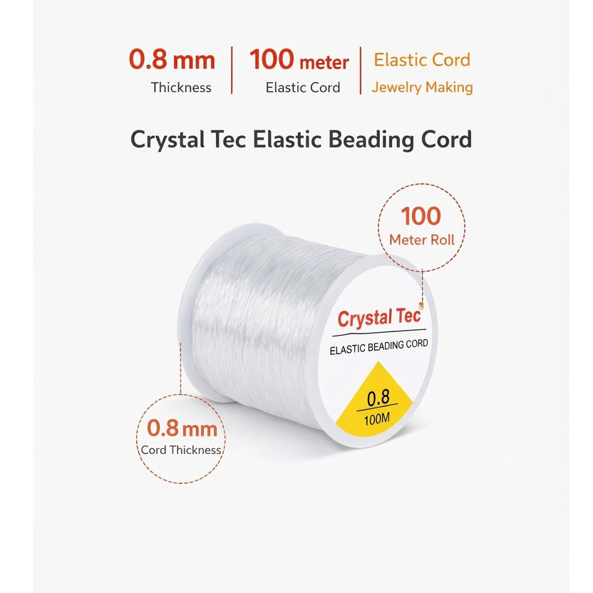OneClickPicks Elastic Thread and Cord White Elastic(100 m)
