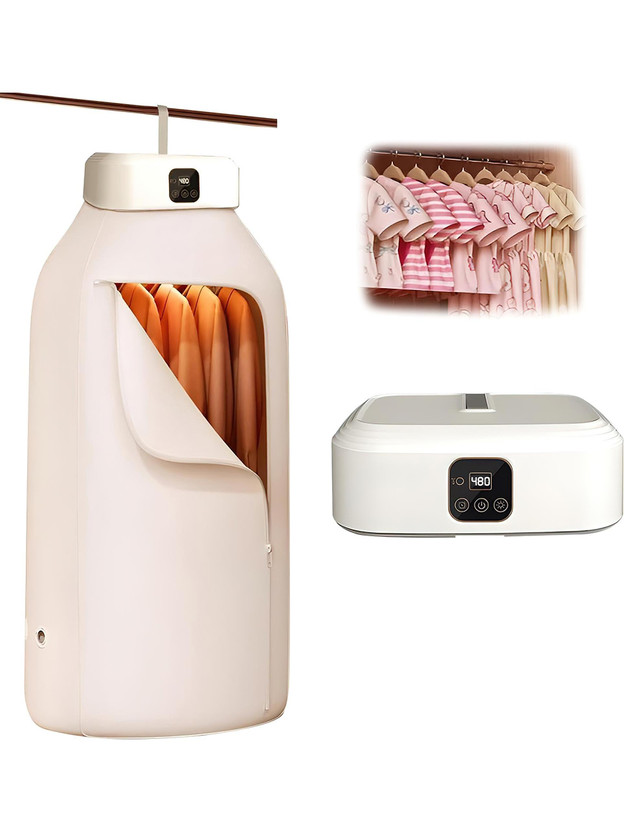 Pivdo Portable Mini Electric Cloth Drying Machine for Travel Home Wet Clothes Dryer Electric Cloth Dryer(White)