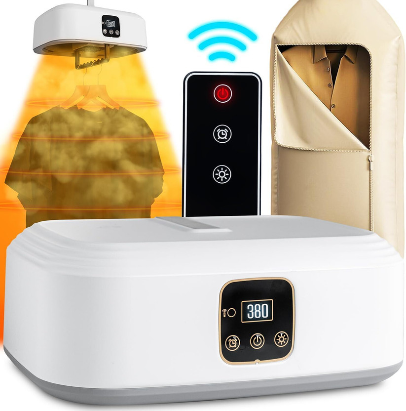 Xydrozen Foldable Mini Drying Machine with Hanger, UV Sanitizer Electric Cloth Dryer(White)