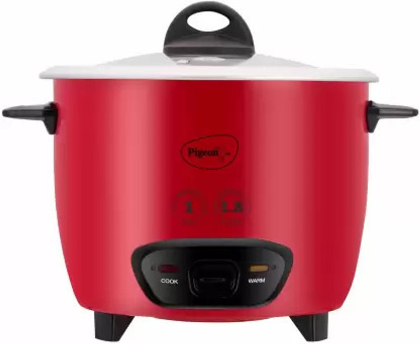 Pigeon Ruby single Pot (With ss Lid) Electric Rice Cooker(1.8 L, Red, Pack of 3)