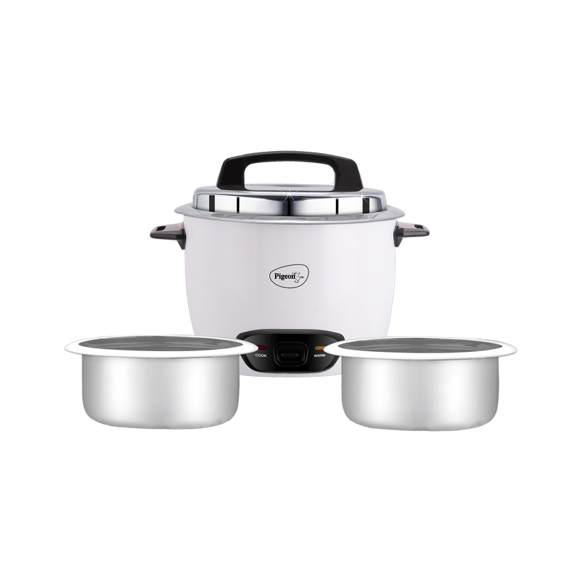 Pigeon Joy 2 Pot Electric Rice Cooker with Steaming Feature(1 L, White, Pack of 6)