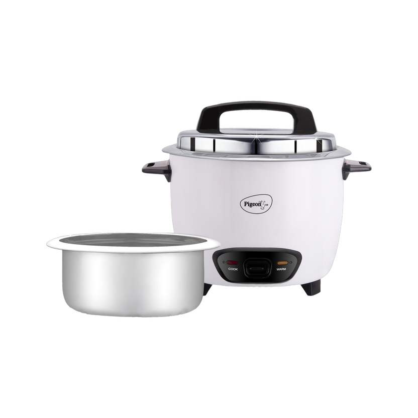 Pigeon joy (with ss lid) - 1.8 l (single pot) Electric Rice Cooker with Steaming Feature(1.8 L, White)