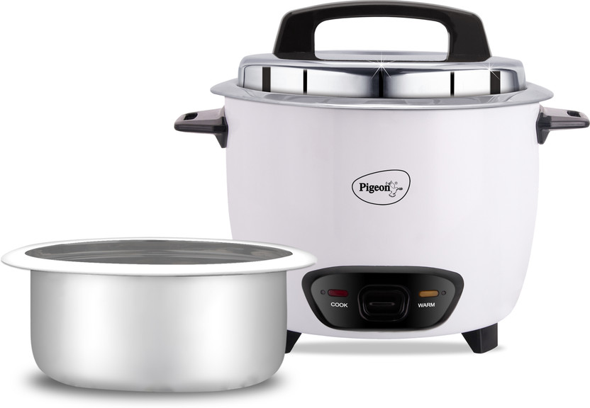 Pigeon joy (with ss lid) - 1.8 l (single pot) Electric Rice Cooker with Steaming Feature(1.8 L, White)