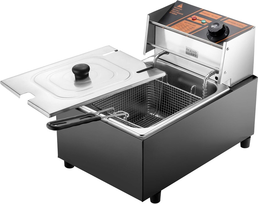 Blend Art Commercial Fryer Metal Body 2500W Temperature Control 30°C - 220°C Made In India 6 L Electric Deep Fryer