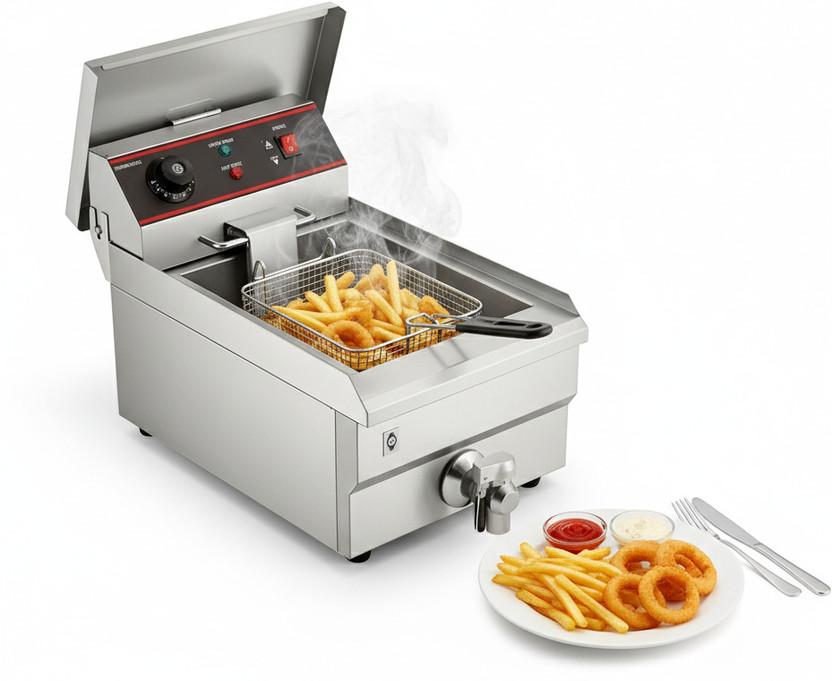 KHUSHI UDYOG 12L Commercial Electric Deep Fryer Stainless Steel Temp Control Oil Drain 12 L Electric Deep Fryer