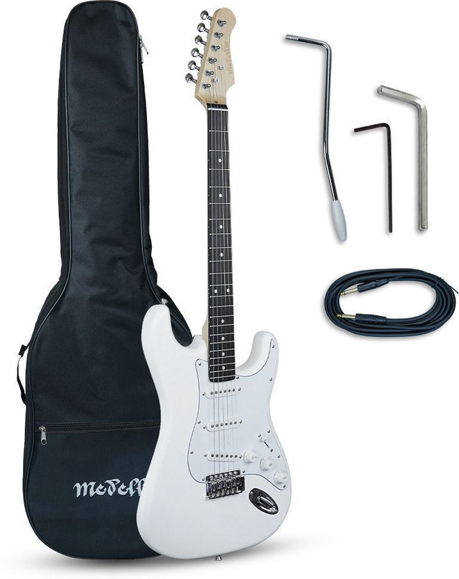Medellin MDE1WH Electro-acoustic Guitar(38” Electric Guitar – Strat Style,White Matte Finish)