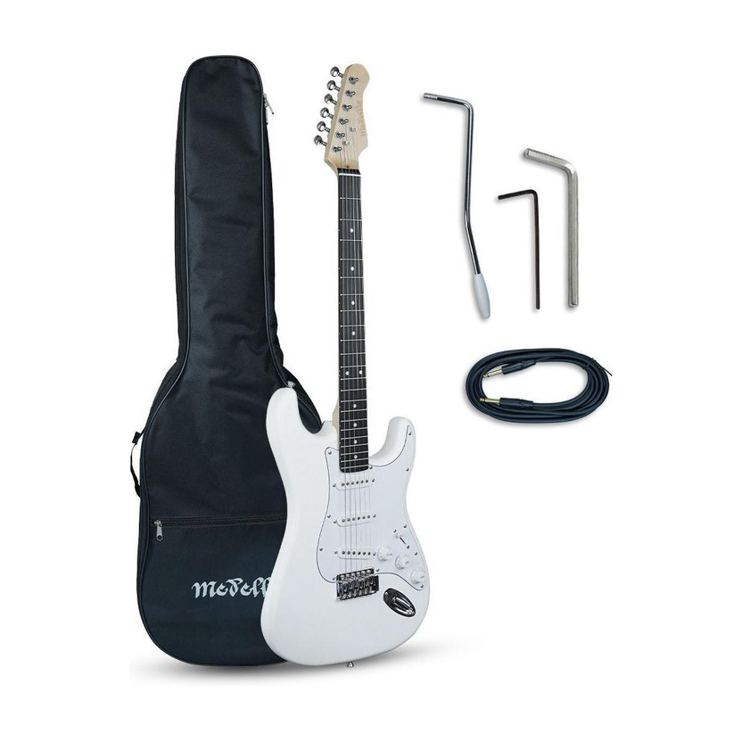 Medellin MDE1WH Electro-acoustic Guitar(38” Electric Guitar – Strat Style,White Matte Finish)