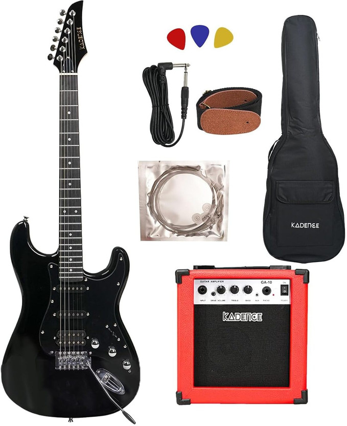 KADENCE Astro Man Electric Guitar, 24 FRETS, H- S - S PICK UPS Solid Body Electric Guitar(Black)