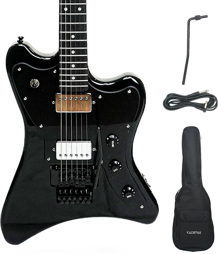KADENCE Astroman Electric Guitars Solid Black With Floyd Rose Bridge and Wamy Bar Electro-acoustic Guitar(BLACK)