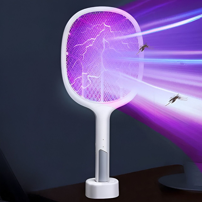 GK-JLPV 4100V Anti-Mosquito Racket / 1200mAh Rechargeable Fly Swatter With 6 LED Light Electric Insect Killer Indoor, Outdoor(Bat)
