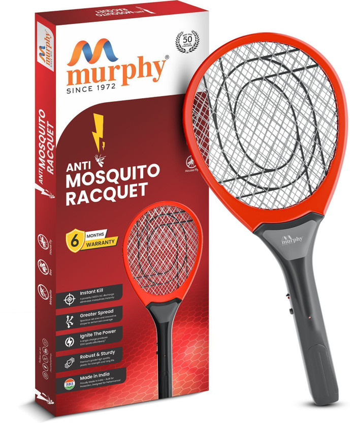 MURPHY Killer Bat Fast-Charge Racket with LED Light Instant Kill, 6-Month Warranty Electric Insect Killer Indoor, Outdoor(Bat)