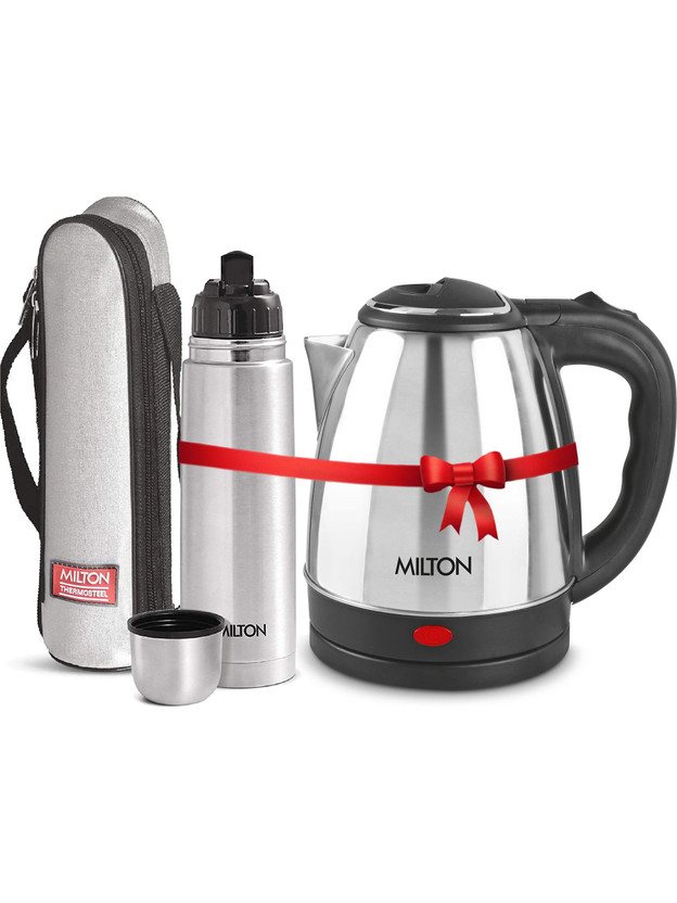 MILTON GO ELE KETTLE 2000+FLIP LID 1000 Beverage Maker(1.8 L, Silver)