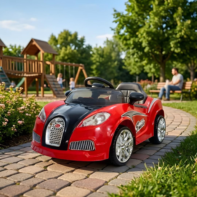 SCRISHOT SCRISHOT Smiley Kids Ride On Car | Battery Operated Electric Toy Car with Steering Wheel Car Battery Operated Ride On(Red) - Flipkart Deal