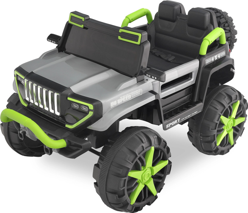 MINI CRUISERS Kids Premium BDQ 1200A GREY & GREEN 4 x 4 Jeep Battery Operated Ride On(Multicolor)