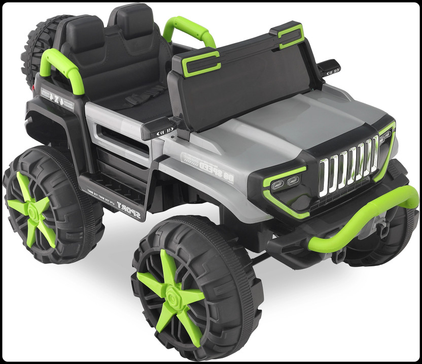 MINI CRUISERS Kids Premium BDQ 1200A GREY & GREEN 4 x 4 Jeep Battery Operated Ride On(Multicolor)