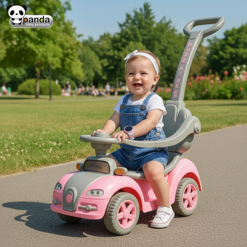 PANDA BABY PRODUCTS Buzz Rider Plus Baby Ride On Car with Music & Horn | Non-Battery Operated Car Car Non Battery Operated Ride On(Pink)