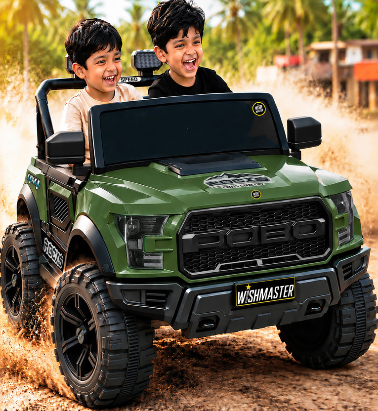 Wishmaster Wishmaster Kids 4 Motor Electric Battery Car With Baby Driving + Parents Remote To Control Jeep Battery Operated Ride On(Green) - Flipkart Deal