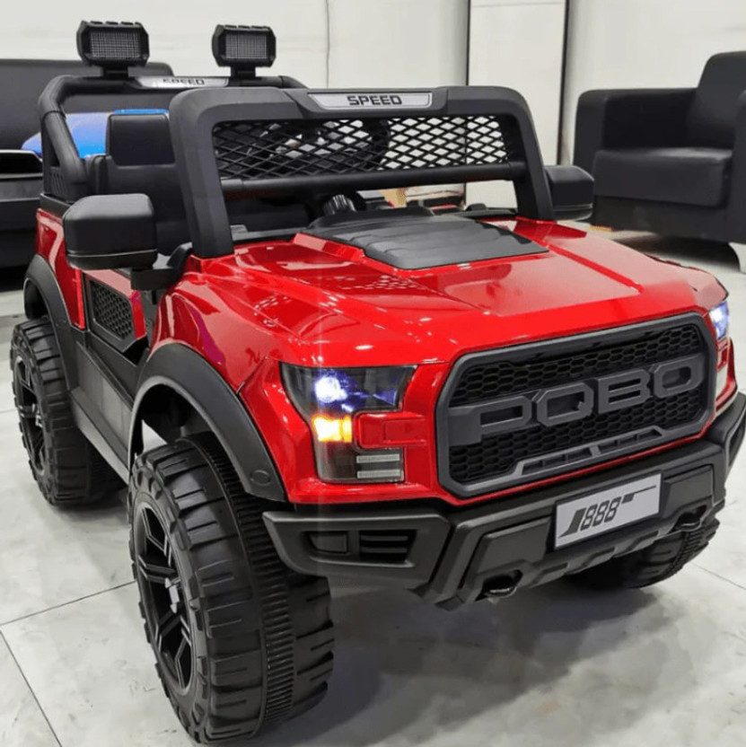 SmallBoyToys POBO (1-8Yrs) 4X4 Red Battery car kids car 4 MOTORS car for kids to drive Jeep Battery Operated Ride On(Red)