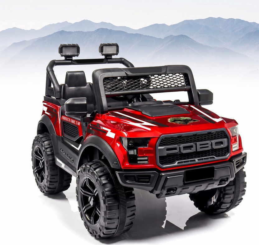 Toys R Us Avigo Rechargeable 12V Battery Operated Ride on Car Jeep with Music, Led Lights. Jeep Battery Operated Ride On(Red)