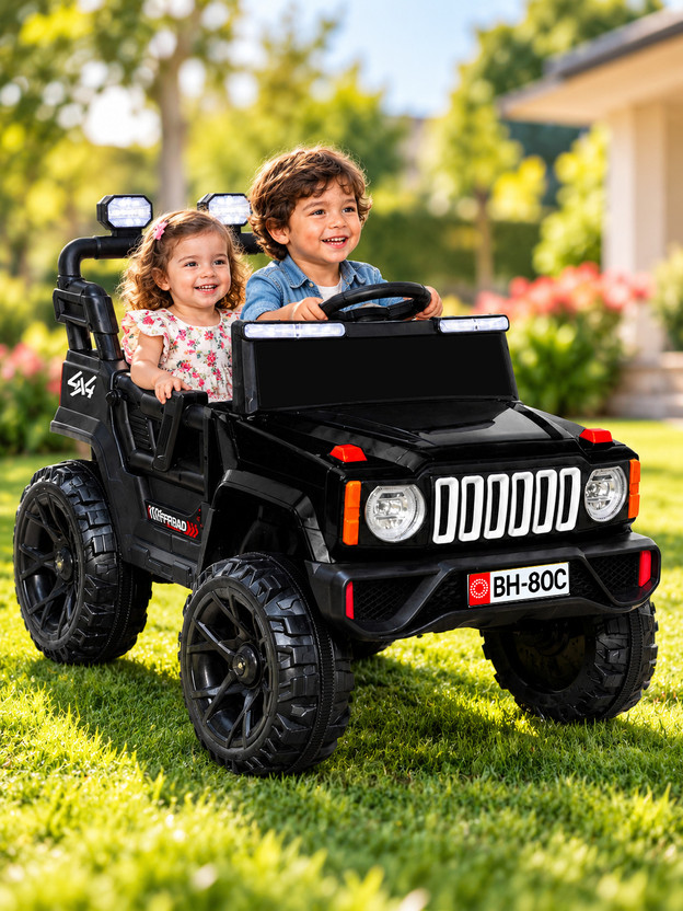 kinggo 4x4 kids Electric Ride-on car, rechargeable, remote, Manual driving vehicle Car Battery Operated Ride On(Black)